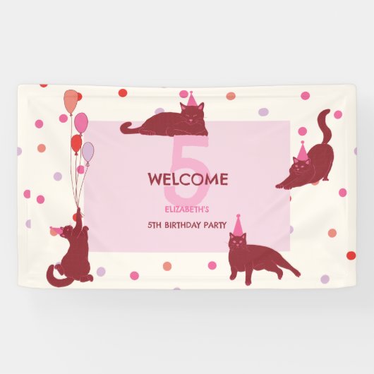ユーモアあふれる猫のぴったりな誕生日パーティー 横断幕 (横)