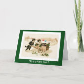 ユーモアあふれる猫のカスタマイズ可能なヴィンテージ年賀状 シーズンカード (正面)