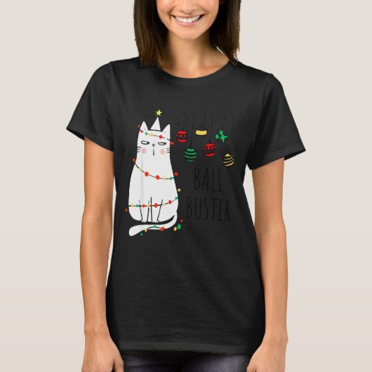 ユーモアあふれる猫のクリスマスジョーク Tシャツ (正面)