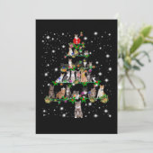 ユーモアあふれる猫のクリスマスツリー オーナメント デコ ギフト シーズンカード (スタンド正面)