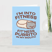 ユーモアあふれる猫のグリーティングカード: PURRITO FITNESS カード (正面)