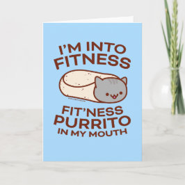 ユーモアあふれる猫のグリーティングカード： PURRITO FITNESS カード