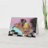 ユーモアあふれる猫のマッサージ誕生日 カード (正面)