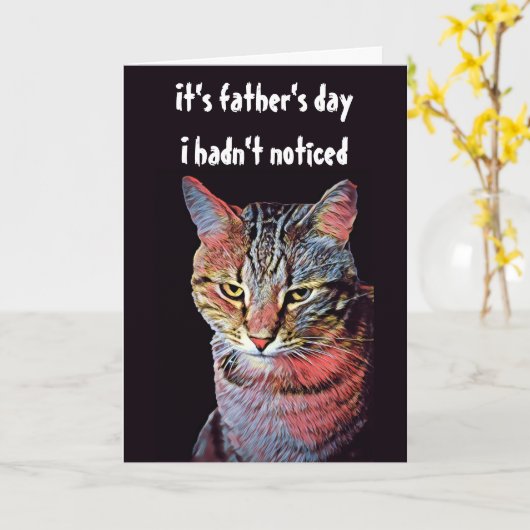 ユーモアあふれる猫の父の日カード カード (黄色い花)