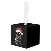 ユーモアあふれる猫好きのためのクリスマスイルミネーション キューブオーナメント (正面アングル)