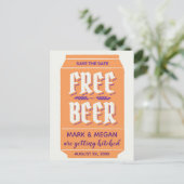 ユーモアあふれる現代的なビールをテーマにした結婚式の延期を知らせるポストカード 案内ポストカード (スタンド正面)