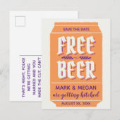 ユーモアあふれる現代的なビールをテーマにしたSave the Dateカード 案内ポストカード (正面/裏面)