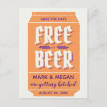 ユーモアあふれる現代的なビールをテーマにしたSave the Date