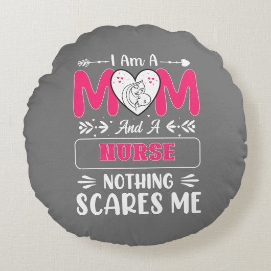 ユーモアあふれる看護師ママ、看護師ママの面白い名言 ラウンドクッション (正面)