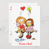 ユーモアあふれる結婚式の招待状お知らせカード 招待状 (正面/裏面)