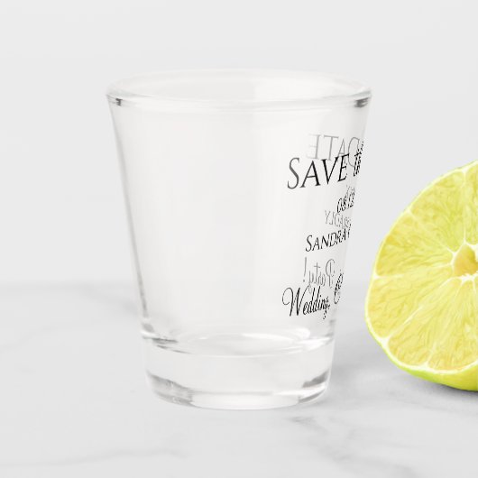 ユーモアあふれる結婚式の招待状 結婚式、ケーキ、パーティー ショットグラス (左)