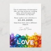 🌈 ユーモアあふれる結婚式延期のお知らせ - Painted With Love エンクロージャーカード (裏面)