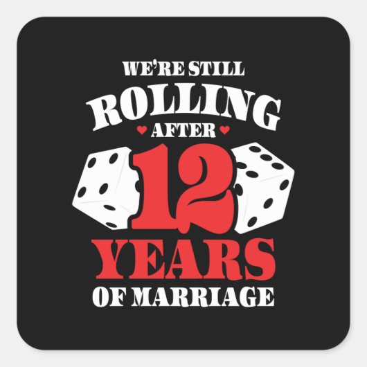 ユーモアあふれる結婚12周年 カップル 結婚12年目 スクエアシール (正面)