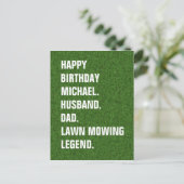 ユーモアあふれる芝刈り伝説の誕生日カード ポストカード (スタンド正面)