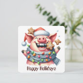 ユーモアあふれる豚のホリデーグリーティングカード シーズンカード (スタンド正面)