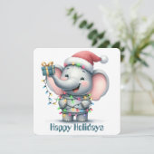 ユーモアあふれる象のホリデーグリーティングカード シーズンカード (スタンド正面)