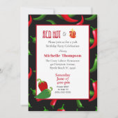 ユーモアあふれる赤と緑のピーマン 70歳の誕生日 招待状 (正面)