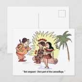 ユーモアあふれる軍隊デザイン、美人と兵士、面白い ポストカード (正面/裏面)