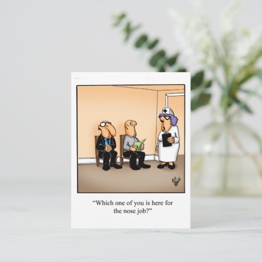 ユーモアあふれる退院おめでとうカード 「鼻の手術」 ポストカード (スタンド正面)