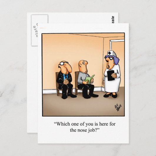 ユーモアあふれる退院おめでとうカード 「鼻の手術」 ポストカード (正面/裏面)
