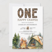 ユーモアあふれる里山キャンプスタイルの退職 招待状 (正面)