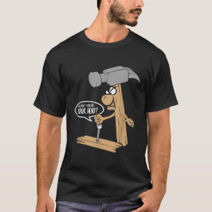 ユーモアあふれる釘とハンマーの駒 木工 大工 建設 Tシャツ