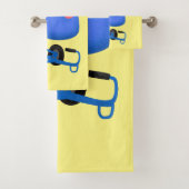 ユーモアあふれる青いセメントミキサーの漫画イラスト バスタオルセット (インサイチュ)