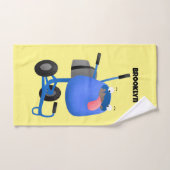 ユーモアあふれる青いセメントミキサーの漫画イラスト バスタオルセット (ハンドタオル)