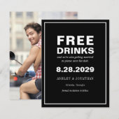 ユーモアあふれる非伝統的な結婚式の招待状(Save the Date)写真付き セーブザデート (正面/裏面)