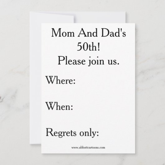 ユーモアあふれる50周年パーティー招待状 招待状 (裏面)