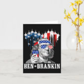 ユーモアあふれる7月4日 ベン・ドランキンの愛国的な カード (黄色い花)