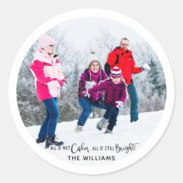 ユーモアあふれる すべてのことが穏やかではない ファミリーフォト ホリデー サークル ラウンドシール