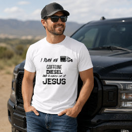 ユーモアあふれる カフェイン ディーゼル そして イエス・キリスト グランジバイク トラックドライバ Tシャツ