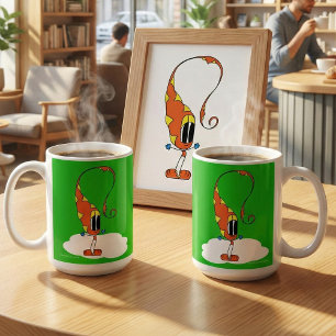 ユーモアあふれる、カラフル、不思議なキャラクター コーヒーマグカップ