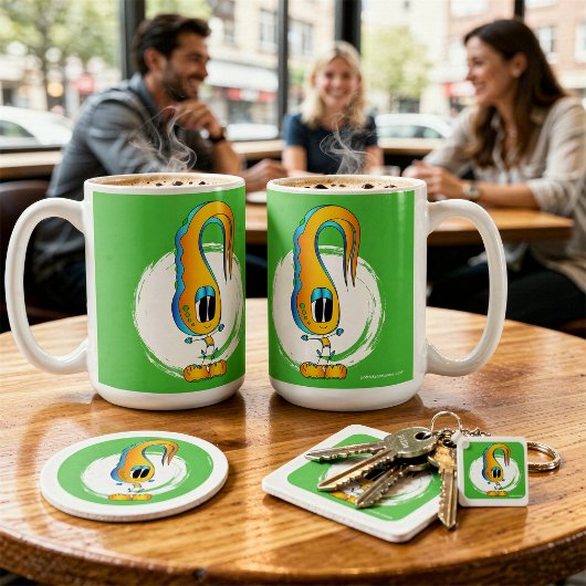 ユーモアあふれる、カラフル、風変わりな漫画キャラクター コーヒーマグカップ