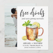 ユーモアあふれる クラシック モスコ ミュール カクテル フォト ウェディング セーブザデート (正面/裏面)