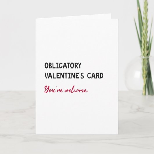 ユーモアあふれる、シンプルなバレンタインデー シーズンカード (正面)