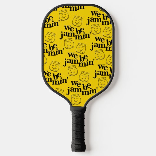 ユーモアあふれる「ジャムってるね」笑顔のダンス ジャム瓶 ピックルボールラケット (正面)
