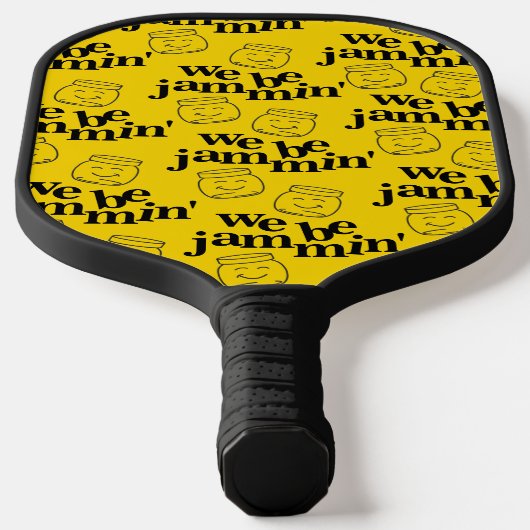 ユーモアあふれる「ジャムってるね」笑顔のダンス ジャム瓶 ピックルボールラケット (レイダウン)
