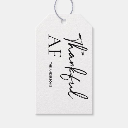 ユーモアあふれる「感謝しまくってる」 | 現代的ミニマリスト ギフトタグ (正面)