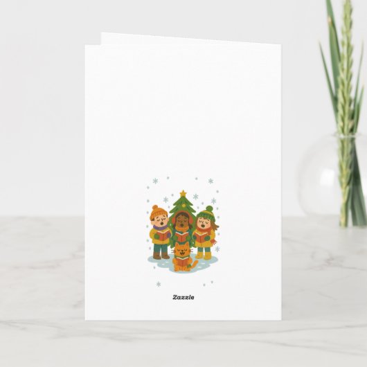 ユーモアあふれる「楽しい氷の日を」パーソナライズドファミリー名 シーズンカード (裏面)