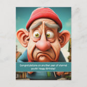 ユーモアあふれる 永遠の若さの節目 誕生日 ポストカード (正面)