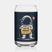ユーモアあふれる 考え事をする宇宙飛行士のスペースイラスト ガラス缶 (裏面)