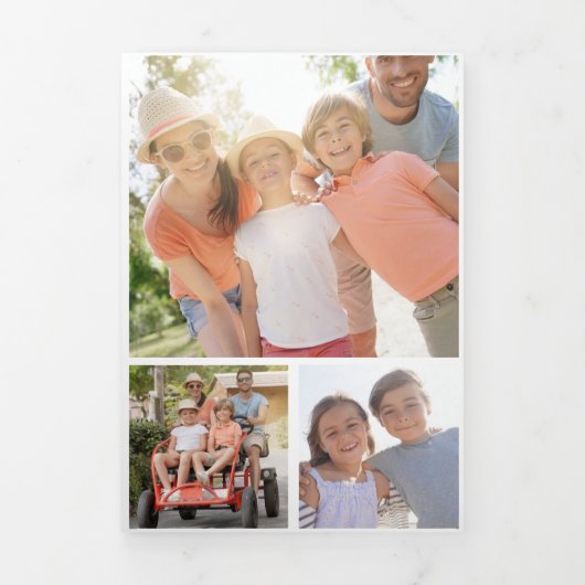 ユーモアあふれる「遅れてもいいじゃない、新年の写真」 三つ折りクリスマスカード (カバー)