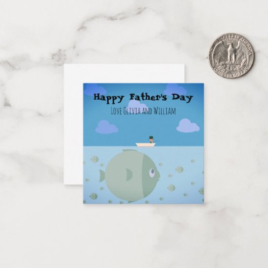 ユーモアあふれる「釣りをしたい」父の日 ノートカード (正面/裏面インサイチュ)