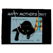 ユーモアあふれる 黒かわいい 最高の猫ママ 母の日 ラージペーパーバッグ (裏面)