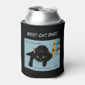 ユーモアあふれる 黒 かわいい ベスト キャット ダッド 父の日 缶クーラー (缶正面)