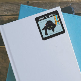 ユーモアあふれる 黒 かわいい 最高の猫ママ 母の日 スクエアシール