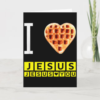 ユーモアあふれる  Jesus 愛 キリスト教 ワッフル ハート 朝食 カード