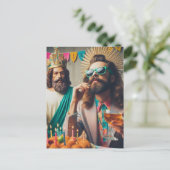 ユーモアあふれるAI生成アート 誕生日おめでとうイエス ポストカード (スタンド正面)